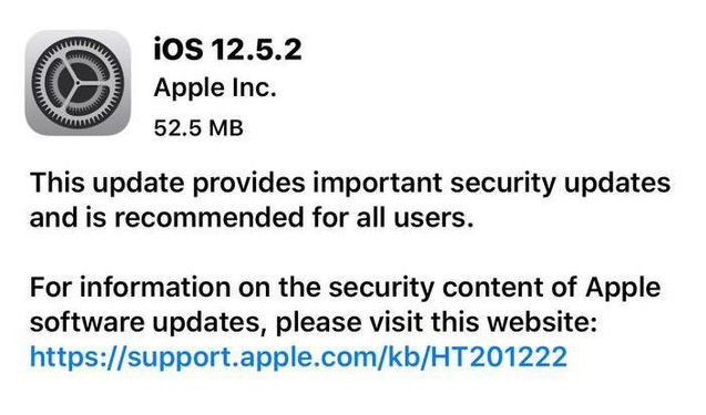 清河苹果手机维修分享iOS12.5.2发布，建议所有老苹果用户安装 
